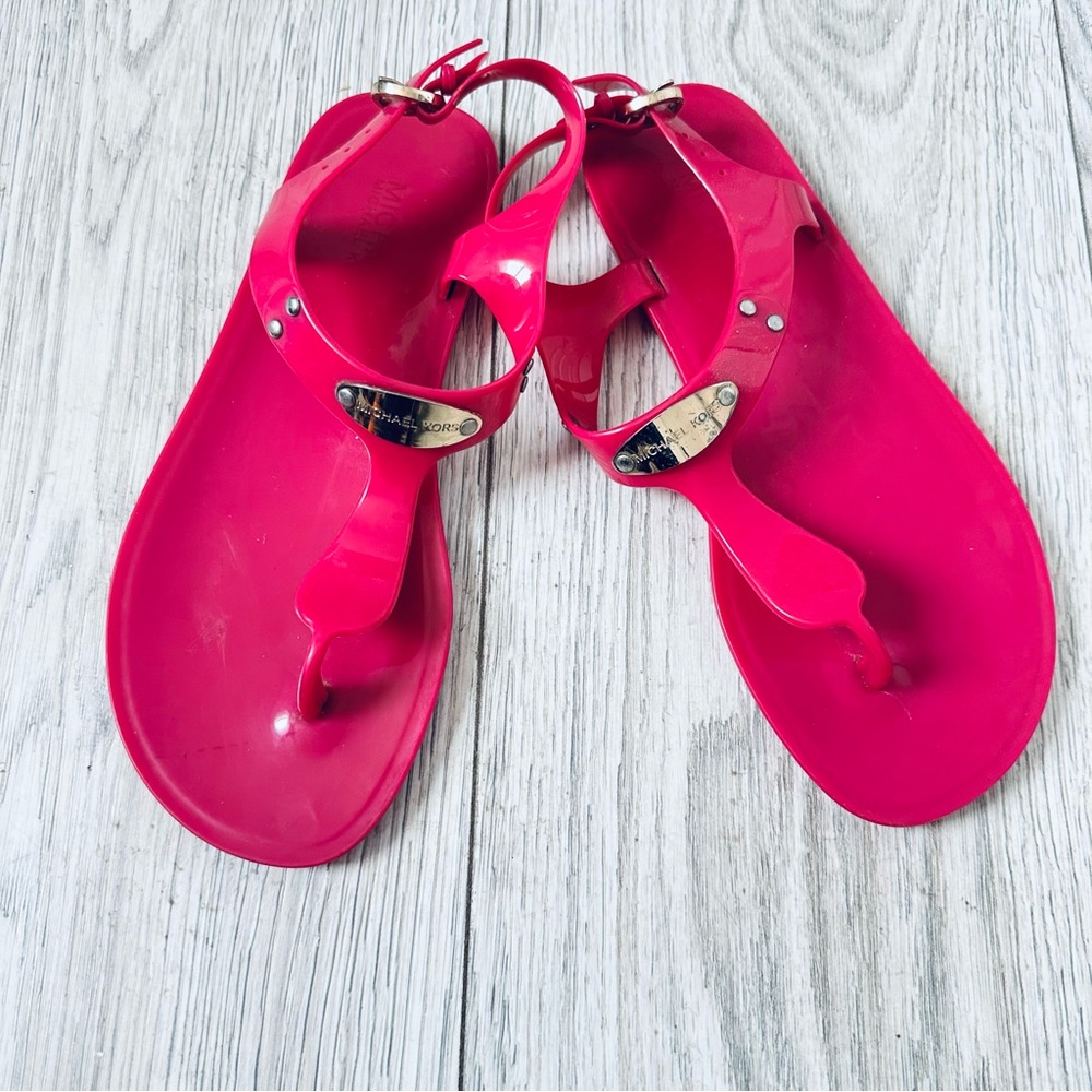 MICHAEL KORS Jelly Plate Sandals size 6 Hat pink